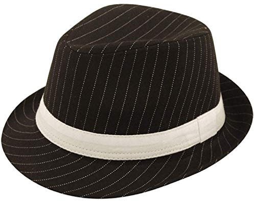 Fancy Dress Hut für Erwachsene und Damen, 1920er-Jahre, Gangster-Nadelstreifen, Great Gatsby Bugsy Malone, Schwarz oder Weiß, Schwarz , Einheitsgröße