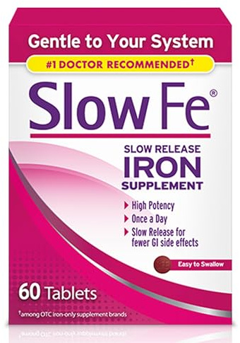 Slow Fe 45mg Iron Supplement for Iron Deficiency, Slow Release, 60 Tablets