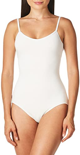 Capezio Klassisk V-hals camisole leotard gymnastikdräkt för kvinnor, vit/överdådig trädgård, L, Vit, L