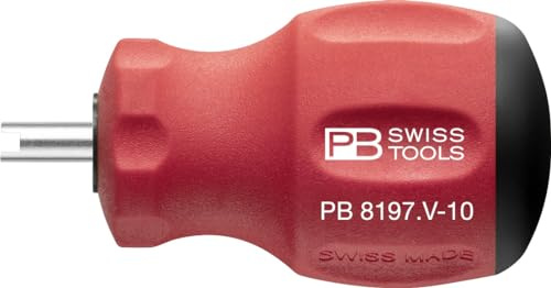 PB Swiss Tools Reifenventil Schraubendreher PB 8197.V-10 | 100% Swiss Made | Stubby Werkzeug für Standardventile an PKW, LKW, Motorrad, Fahrrad, Elektroauto, Klimaanlage, Klinge Ø 4,5 mm