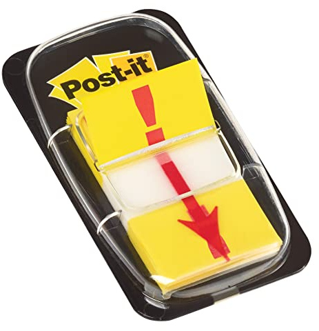 Post-it Index Haftstreifen, Standard, Ausrufezeichen-Symbol, Gelb, 50 Streifen, 25,4 mm x 43,2 mm - Markierungsstreifen für Dokumente und Notizen