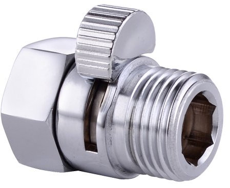 KES Duschkopf Absperrventil Eckventil Wasserstopper Dusche Ventil Duschstop Messing Wasserverteiler Shut-Off Ventil Ersatzteil G 1/2 Poliert Chrom, K1140B-CH