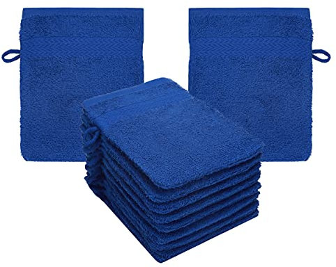 Betz Premium Waschandschuhe 10-teilig - Frottee Waschlappen Gesicht reinigen - aus 100% Baumwolle - Babywaschhandschuh - Royalblau