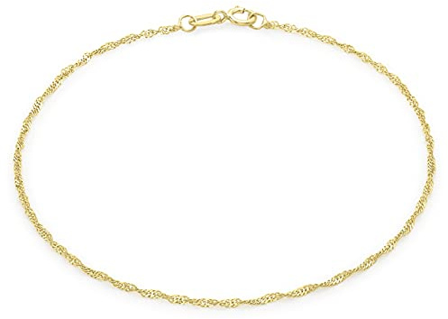 CARISSIMA Femme Or Jaune 9 ct Chevillère Twist Curb 0,8 mm 16 PG de 23 cm/9 pouces
