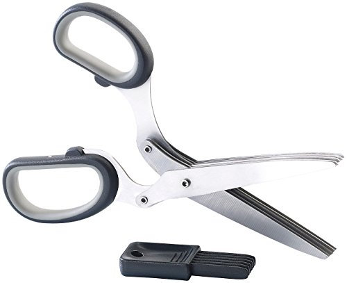 Rosenstein & Söhne Schere: Kräuterschere mit Reinigungskamm (Schnittlauchschere, Kräuterschere als Küchenhelfer, Haushaltsschere)