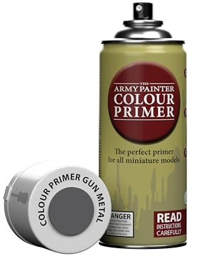 The Army Painter, Colour Primer Gun Metal, 400 ml Grundierung Spray Grau Metallic - Acryllack Spray für Fantasy Modellbau Wargames Tabletop Figuren, Warhammer & Dnd Miniatures