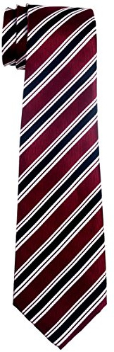 Retreez Corbata de microfibra con estampado a rayas elegante para niño 8-10 años - Rojo burdeos y azul marino