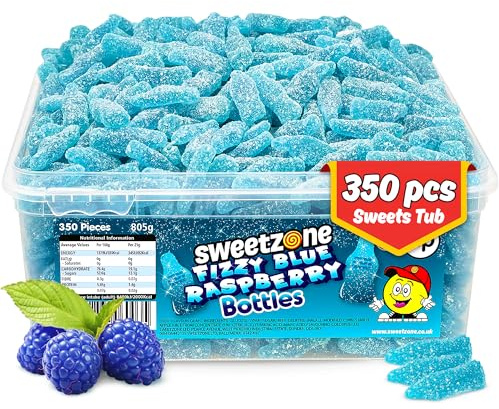Sweetzone Fizzy Blue Raspberry 805g - 350pcs of Gummy Sweets - Delicious Raspberry Fruit Chews, Sweet Indulgence, Dive into Blue Sweets Bliss with these Halal Sweet Snack Gummies, Perfect for Everyone