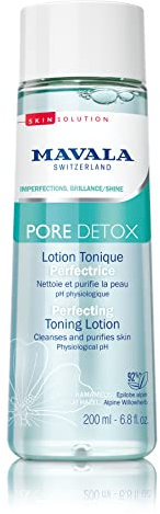 Mavala - Lotion Tonique Perfectrice Pore Détox - Lotion Nettoyante Purifiante Visage - Avec Épilobe Alpin - pH Physiologique - Peaux Sujettes aux Imperfections - 200ml