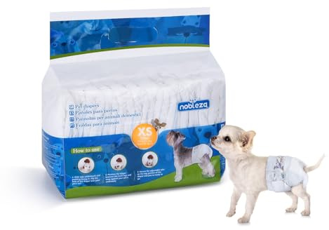 Nobleza Pannolini per Cani USA e Getta Pannolini per addestramento per Cuccioli per Femmine Assorbenti per Animali Domestici Confezione da 12 Pezzi, XS