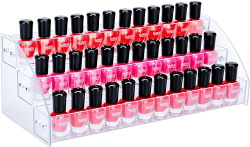 3-Tier Nail Polish Organizer, Makeup Storage Stand, Cosmetic Display Rack for Lipsticks, Perfume, Paint Bottles
