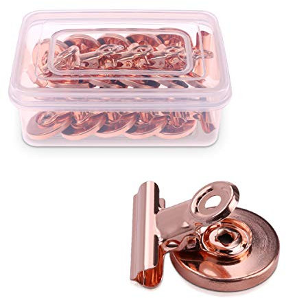 Navaris Kühlschrank Magnet Clips Set - 15x Magnetclip Kühlschrankmagnete sehr stark mit Klammer - Deko für Küche Magnettafel Whiteboard Roségold
