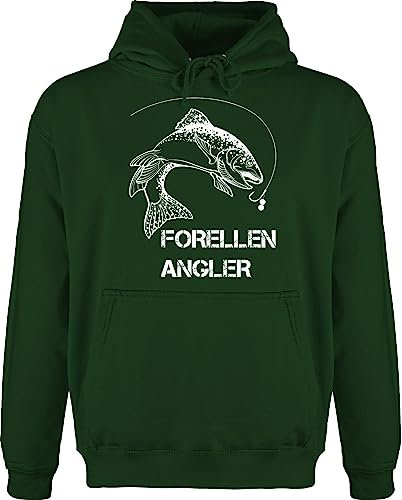 Hoodie Herren Pullover Männer - Angler Geschenke & Angeln Zubehör - Forellenangler - weiß - XXL - Dunkelgrün - angelkleidung angel fischerei fisch hoody angelbekleidung fischen forelle pulli