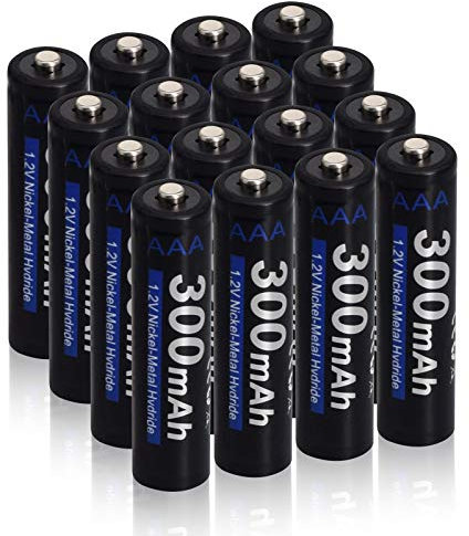 CITYORK Baterías AAA Recargables, Paquete de 16 Baterías 300mAh 1.2V Ni-MH 1200 de Ciclo de Uso para Luz Solar, Luz de Flash, Juguetes
