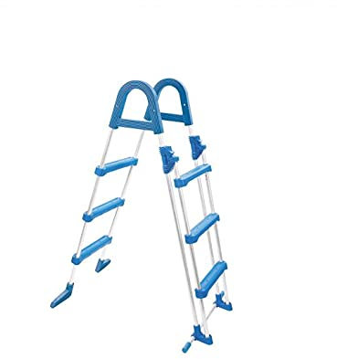 Well2wellness Escalerilla para Piscina Hochbecken Escalera de Seguridad De Tubo de Acero - 3+3 Niveles hasta 95cm Altura (3EXX0176)