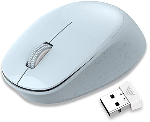 LeadsaiL Mouse senza fili, mouse PC/computer, mouse wireless da 2,4G, silenzioso, con ricevitore USB, 1600 DPI, 3 tasti, per laptop/Windows, MacOS Linux, Chromebook, Microsoft Pro - Blu