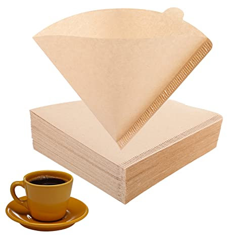 150 Pieces Coffee Filter Papers, 4.72 x 6.3 Inch Disposable Filter Papers Size 02 Unbleached Cone Filter Papers for Coffee Dripper Pour Over Coffee Maker (1-4 Cups)