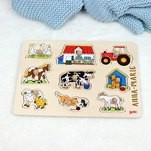 Holz-Steckpuzzle Bauernhof personalisierbar