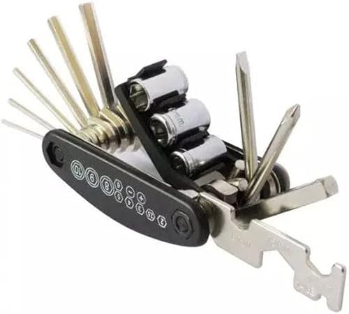 Saraoriginalshop Kit Attrezzi Multifunzione Pieghevole per Riparazione Bici Set Chiavi Tascabile Cacciavite Chiave Dispositivo Universale (Kit 16 Attrezzi Multifunzione Bici)