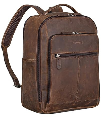 STILORD 'Gordon' Rucksack Leder Herren und Damen Messenger Rucksack Laptop 17 Zoll Lederrucksack Damen Business Rucksack Herren, Farbe:zamora - braun