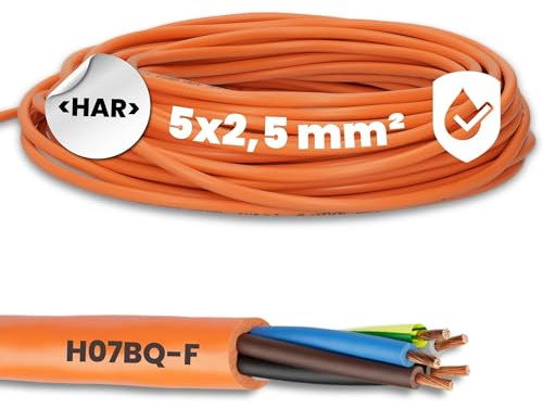 10 Meter Lapp 00136333 ÖLFLEX 550 P / H07BQ-F 5x2,5 mm² Anschlusskabel mit Schutzleiter I für Baumaschinen, Elektro Handgeräte und Landwirtschaftstechnik I PUR Anschlussleitung 5G2,5 mm2 orange