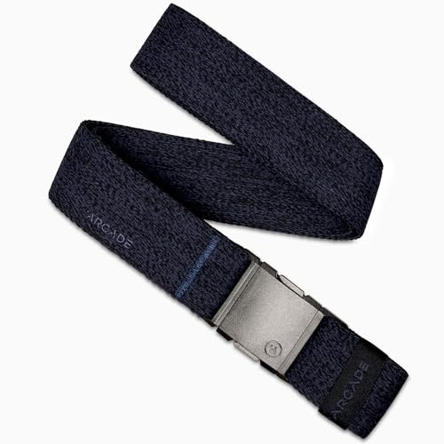 Arcade Belts A2 Unisex Adventure Belt: Heavy Duty Stretch, Metal Free Buckle, Atlas - Heather Navy, Standard (Up to 40); 1.5 Wide