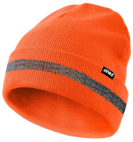 ATNKE Gorros Reflectantes Seguridad Alta Visibilidad Gorro de Punto térmico de Invierno con Rayas Reflectantes Adecuado para Deportes de Trabajo al Aire Libre