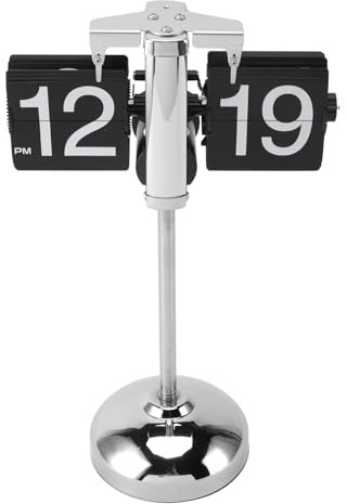 Fockety Retro-Digital-Klappuhr, Tragbares Antikes Design Auto-Flip-Uhr Mechanische Flip-Uhr Erweiterbare Zugstange Flip-Schreibtischuhr für Zuhause Schule Hotel (Schwarzes Blatt)