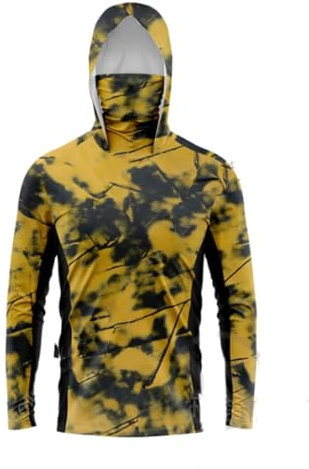HEARTTOUCH Herren UV-Schutz Fishing Hoodie Kapuzenpullover UPF 50+ Langarm Angelhemd mit Maske Hoodie Schnell trocknend Rashguard Angelbekleidung (7,XL,XL)
