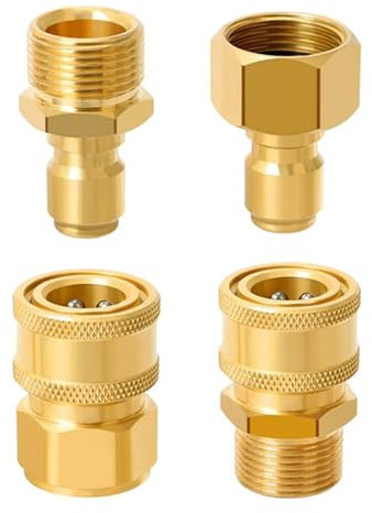 VZU 4PCS M22-15mm to 3/8in Pressure Washer Adapter Set, Quick Connect Hose Fittings, Pressure Washer Hose Fittings, High Pressure Hose Attachment