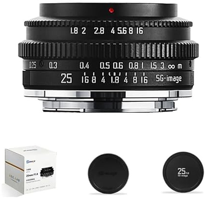 SGimage 25 mm F1.8-objektiv APS-C vidvinkel MF-objektiv för kameror med M43-fäste | stor bländning, metallkonstruktion, lätt vikt 186 g
