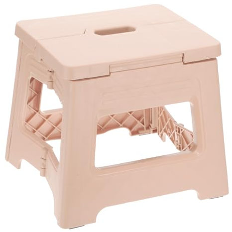 sourcing map 8 Folding Step Stool for Adults 88 lbs Capacity Non-Slip Step Stool with Handle Collapsible Foot Stools, Pink Small Stepping Stool for Bathroom, Bedroom, Kitchen