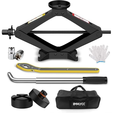 IMAYCC Car Jack Kit 2.5 Ton/5512 lbs,Universal Scissor Jack for Car with Rubber Jack Pad,Portable 2 in 1 TireJack Changing kit with Lug Wrench,CarEmergency Kitfor SUV MPV Tesla Model Y/3/S/X