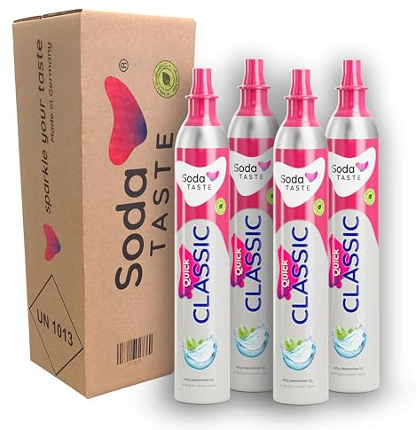 SodaTASTE Quick Classic CO2-Zylinder kaufen 4er-Pack (Reservezylinder) für Wassersprudler mit Quick Connect System, für bis zu 240l gesprudeltes Wasser