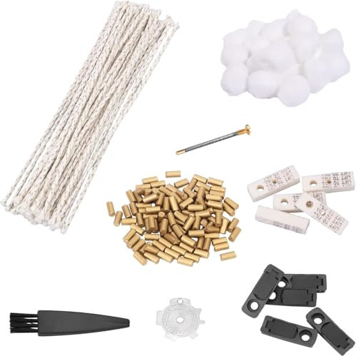 AMSNINK Premium Feuerzeug Reparaturset - 100 Goldene Feuersteine, 35 Dochte, 8 Dichtungspads mit Werkzeugen, Kompatibel für Clipper und Benzinfeuerzeuge, Erdöl zu sparen