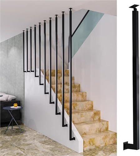 Ringhiera Vetro scale interne esterni Regolabile Balaustre a Fuso, Personalizzabile Scala Colonna Parapetto con Staffa Regolabile ad Angolo, Design a Tubo Quadrato Montaggio Laterale(10cm/3.9in/0.32ft