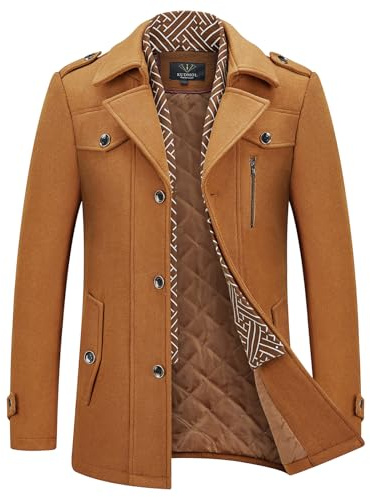 KUDMOL Trench da uomo in lana lavorato a maglia con colletto a sciarpa invernale caldo giacca casual spesso soprabito all'aperto