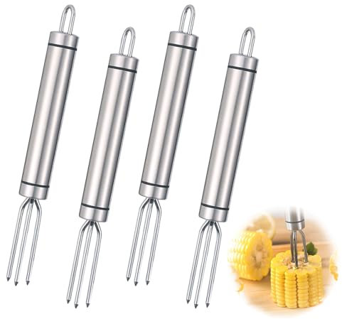 Forchetta per Patate, 4 Pezzi 18,3 x 1,9 cm Riutilizzabile Forchette per Patate In Acciaio Inox, per Frutta Sbucciatura Ausiliaria, per la casa, le Feste di Cucina Barbecue, Argento