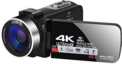 Videokamera, 4K Ultra HD Videokamera-videokamera for vlogging Video Camera WiFi Recorder inbyggt ljus 4 8MP 3.0 Tum 16x digitala kameror(Standard,Wit)