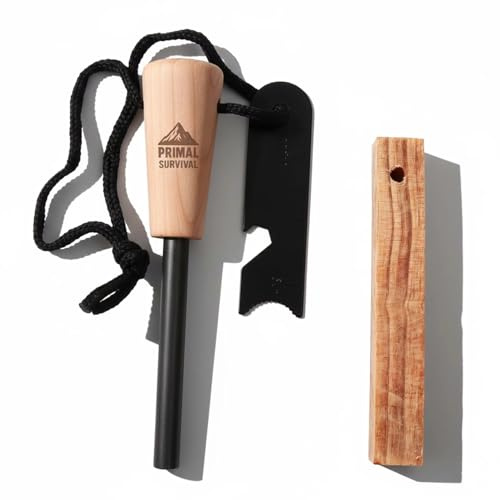 Primal Survival Fire Starter Kit – Outdoor Camping & Bushcraft Tool with Ferro Rod and Striker – Compact Emergency Fire Lighting Set – Great Gift Idea & Stocking Filler