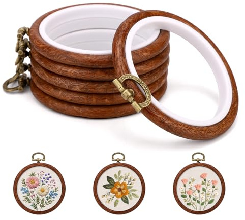 Fukaisu 5pz Telaio da Ricamo, 8cm Resistenti Telai Rotondi in Gomma per Punto Croce Pratici Articoli Ricamo per Cucito Fai da Te Ornamenti Appendere