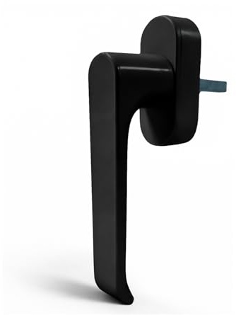 IdeaGenesis - Manilla Ventana Multipunto Aluminio Negro | Maneta para Ventanas Oscilobatientes y Practicables | Cuadradillo 7 mm Universal | Tirador Resistente con Embellecedor (1, Negro Mate)