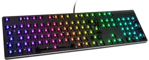 Glorious Gaming GMMK Full Size 100%, Barebones (Solo Carcasa) - Teclado Gaming mecánico, RGB por tecla, Hot Swap y Personalizable, distribuciones Internacional/ISO - Negro