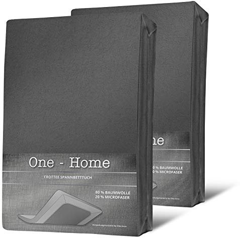 2er Pack Frottee Spannbettlaken Spannbetttuch Bettlaken Set Winter Baumwolle flauschig weich warm, Farbe:Anthrazit, Maße:90x200 cm - 100x200 cm