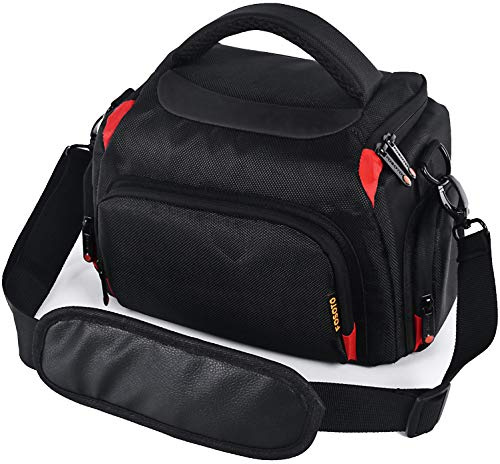 FOSOTO Anti-Shock DSLR Bag Case Compatible with Canon EOS 4000D 2000D 1300D 250D 750D 80D 7D,Nikon D3500 D3400 D5600 D750,Panasonic LUMIX DMC FZ82 FZ72 FZ330 Waterproof with Extra Rain Cover