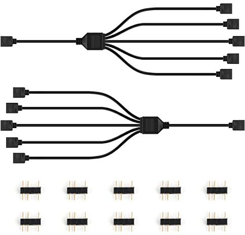 Dasyusuo 2pcs Lüfter-Splitter RGB-Adapter 5V, 1:5 Verlängerungskabel für Kühlerlüfter mit Steckern für Computergehäuse CPU