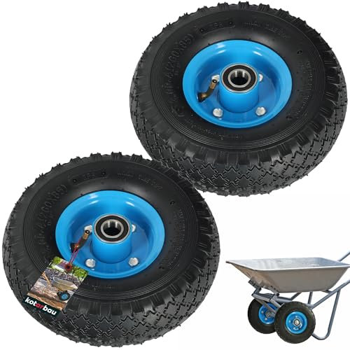 KOTARBAU® 2er Set Sackkarrenrad Sackkarre Vollgummireifen 260 x 85 mm 3.00-4 Verstärkt 4PR Reifen Komplettrad mit Achse Reifen für Sackkarre Ersatzräder für Sackkarre Bollerwagen Ersatzrad