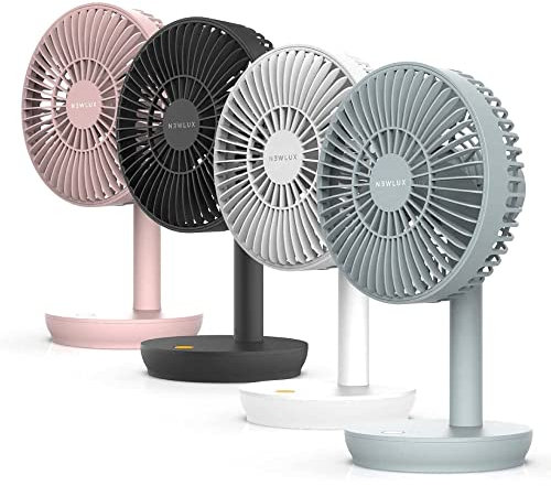Newlux - Ventilador de Sobremesa USB Windpure Desk W300 con 4 Vel, Cabezal Abatible, Batería Litio hasta 50 min. Ventilador de Escritorio Silencioso (<30dB) para Oficina, Casa o Camping (Azul)