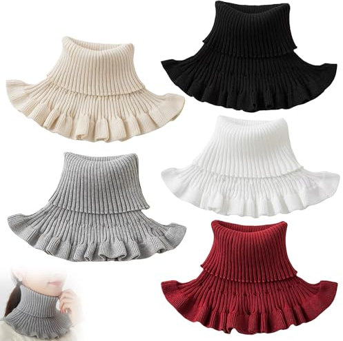 Nizirioo 5 Stück Rollkragen Damen Scarf, Rollkragen Falsche Kragen Abnehmbarer, Winter Warm Winddicht Gestrickter Rollkragen Scarf, Pullover Kragen Winterschal Schal für Damen Turtleneck-Stil