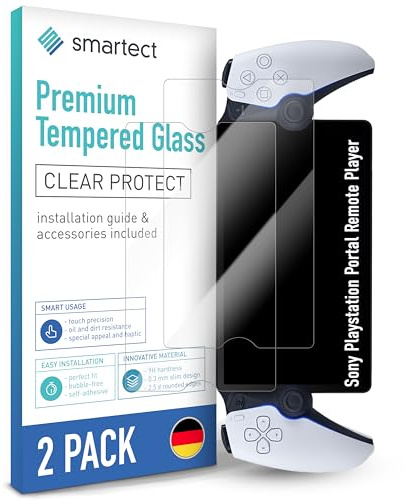 smartect [2 Stycken, Clear] Skärmskydd kompatibel med Sony Playstation Portal Remote Player, HD Screen Protector i Härdat Glas 9H, Bubbelfri Installation, Anti-Fingeravtryck